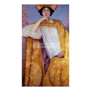 KLI031 Portrait of a Woman in a Golden Dress